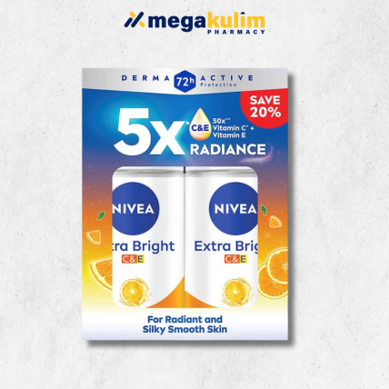 Nivea Deodorant Roll Extra Bright Vitamin C & E (2X50mL)