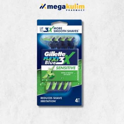 Gillette Flexi Blue 3X Sensitive Disposable Shaver (4's)