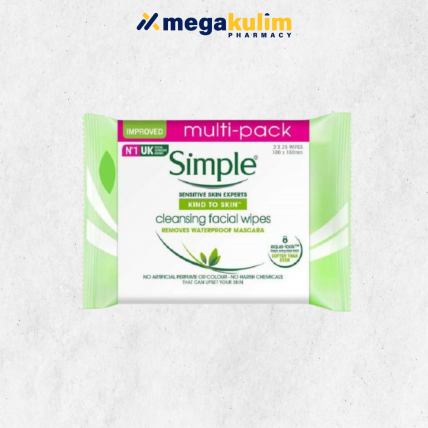 Simple Cleansing Facial Wipes (2x25's/Set)