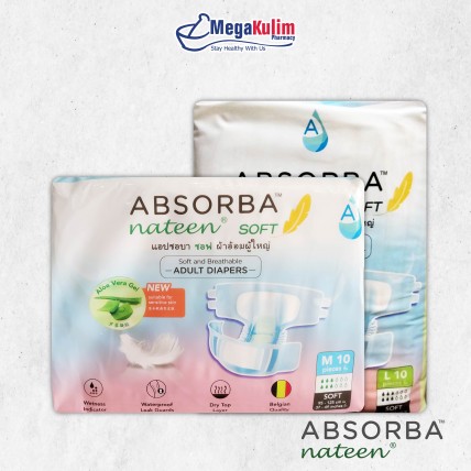 Absorba Nateen Soft Adult Diapers 10's (Size M / L)-L