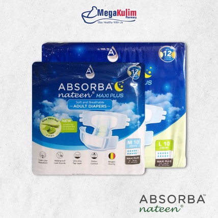 Absorba Nateen Maxi Adult Diapers 10's (Size M / L)-L