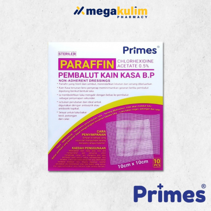 Primes Paraffin Gauze Dressing B.P 10cmX10cm (1pcs)