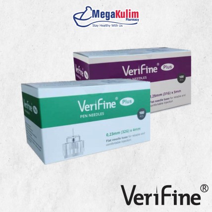 Verifine Plus Insulin Pen Needles 100's (0.23mm (32g) x 4mm / 0.25mm (31g) x 5mm)-0.23mm (32g) x 4mm