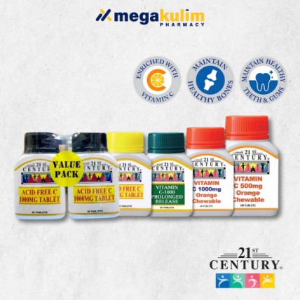 21st Century Vitamin C Acid Free / Prolonged Release / Chewable-Acid Free 1000mg