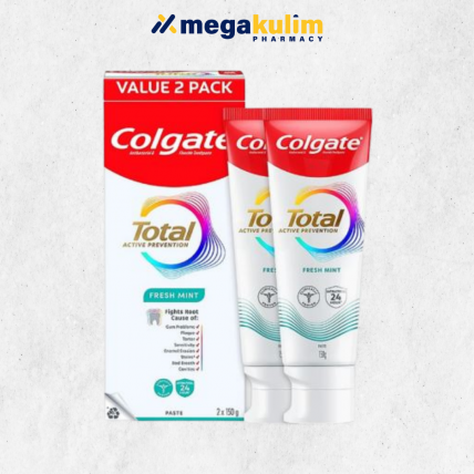 Colgate Total Active Prevention Fresh Mint Toothpaste (2x150g)