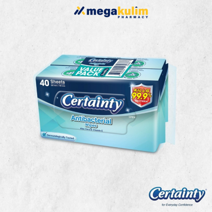 Certainty Antibacterial Adult Wet Wipes 2X40's