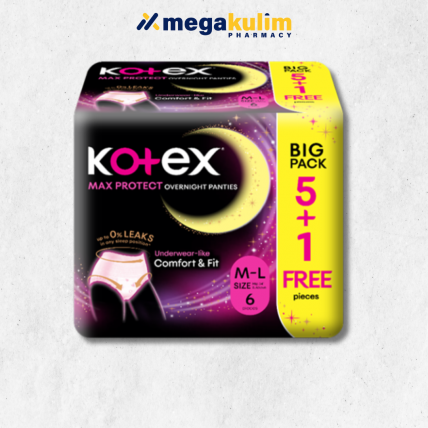Kotex Overnight Panties Max Protect [Size M-L] (5+1pcs/Pack)