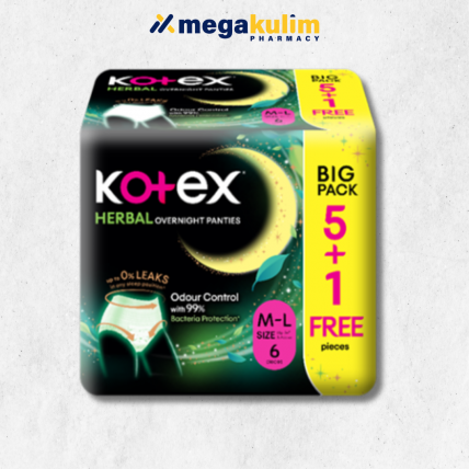 Kotex Overnight Panties Herbal [Size M-L] (5+1pcs/Pack)