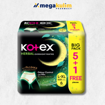 Kotex Overnight Panties Herbal [Size L-XL] (5+1pcs/Pack)