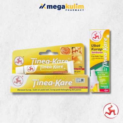 Cap Kaki Tiga Tinea-Kare Anti-Fungal Spray / Cream (30mL / 10g)