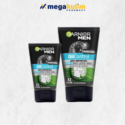 Garnier Men Oil Control Charcoal 3in1 Wash (50mL / 150mL)