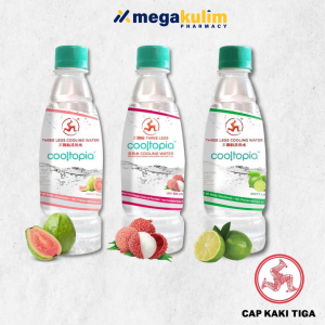 Cap Kaki Tiga Cooltopia Cooling Water 320mL (Guava / Lime / Lychee)