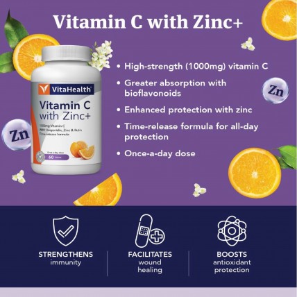 VitaHealth Vitamin C with Zinc+ (60+30 Tab)