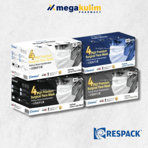 Respack 4ply Premium Face Mask 50pcs ( Dove Grey / Ash Blue / Pearl White / Jade Black )