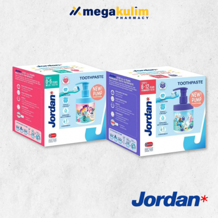 Jordan Toothpaste Pump 188g (Step 1 - Strawberry / Step 2 - Grape)