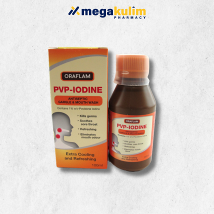 Oraflam PVP-Iodine Antiseptic Gargle & Mouthwash (100mL)
