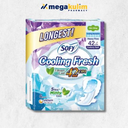 Sofy Cooling Fresh Night Ultra Slim Wings 42cm (6pcs)