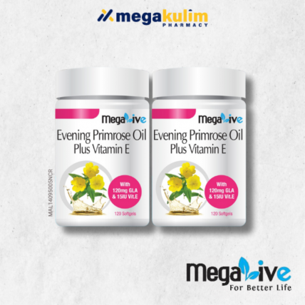 Megalive Evening Primrose Oil Plus Vitamin E (2x120's Softgels)