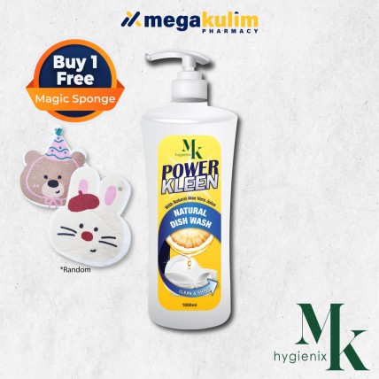 Mk PowerKleen Natural Dish Wash 1000ml (FOC Magic Sponge *while Stock last)
