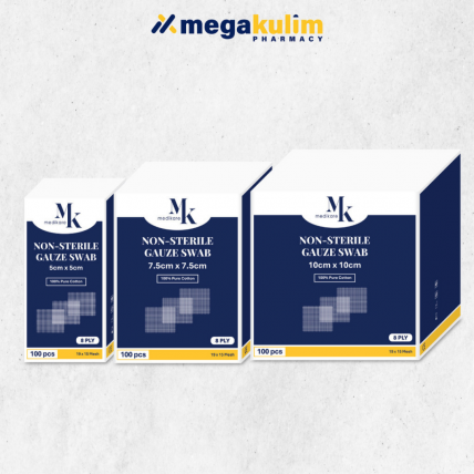 MK Medikare Gauze Swab 100pcs/Pack 8ply (5x5cm / 7.5x7.5cm / 10x10cm)