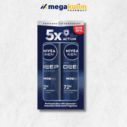 Nivea Men Deodorant Spray Deep Darkwood (2x150mL/Set)