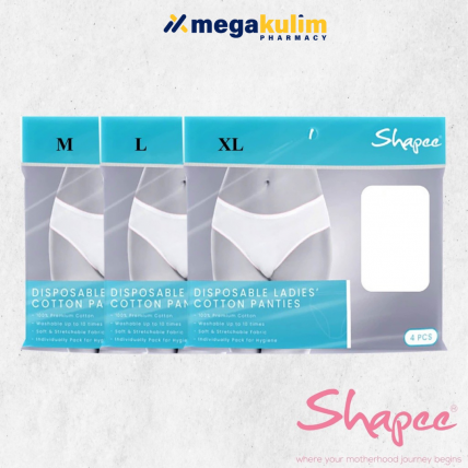 Shapee Disposable Ladies' Cotton Panties (4pcs) Size M/L/XL