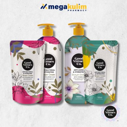 Good Virtues Co. Shower Cream (Refill Pack 550mL / Bottle 700mL) [Antibacterial & Hydrating / Antibacterial & Refreshing]