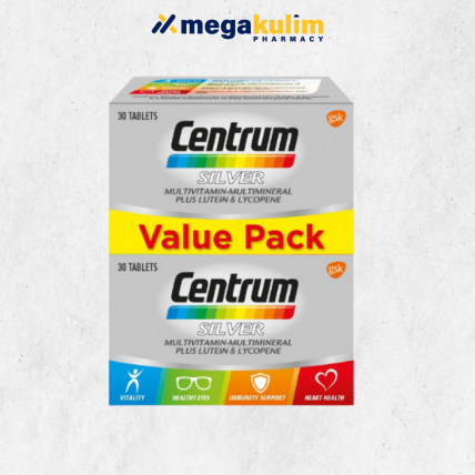 Centrum Silver Multivitamin plus Lutein & Lycopene (2x30 Tablets)
