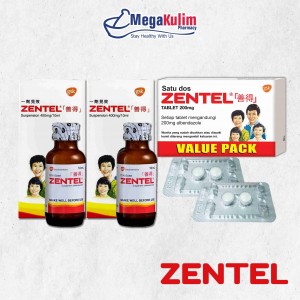 Zentel Tablet 200mg (2 x 2tab) / Zentel Suspension 400mg (2 x 10mL)-200mg (2 x 2tab)