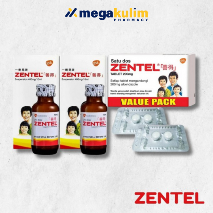 Zentel [Tablet 200mg - 2x2Tab / Suspension 400mg - 2x10mL]