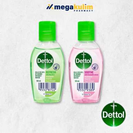 Dettol Instant Hand Sanitizers 50mL (Soothe / Refresh)- Soothe (Pink)