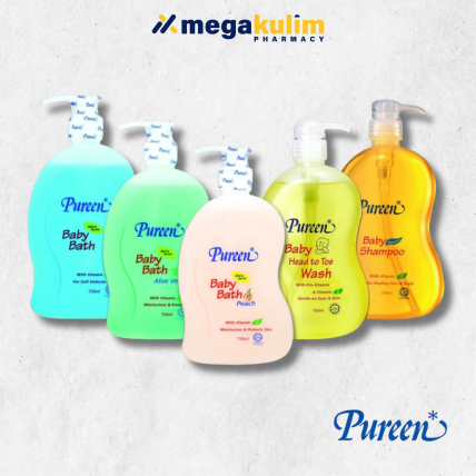 Pureen Baby Bath & Shampoo 750mL (No Flavour / Peach / Aloe Vera / Head to Toe Wash / Shampoo)-Head to Toe Wash