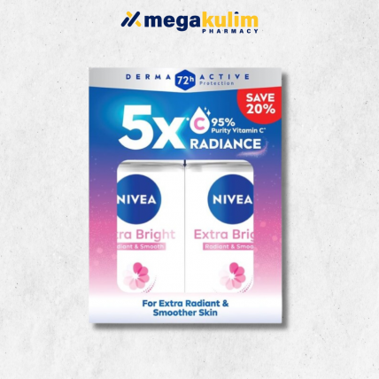 Nivea Deodorant Roll Extra Bright Radiant & Smooth (2x50mL)