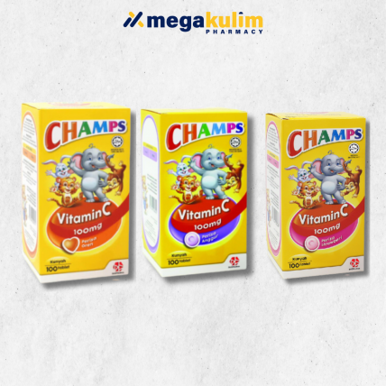 Champs Vitamin C 100mg 100Tablets (Orange / Strawberry / Blackcurrant)