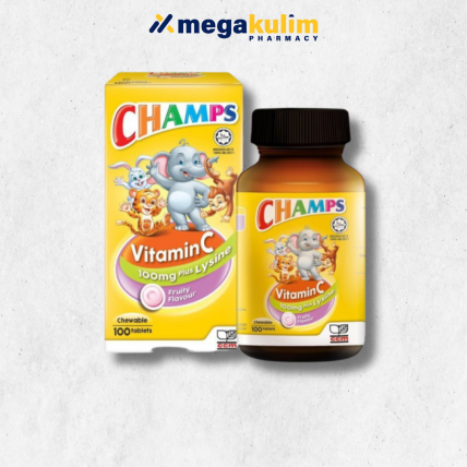 Champs Vitamin C 100mg with Lysine Fruity Flavour 100Tablets