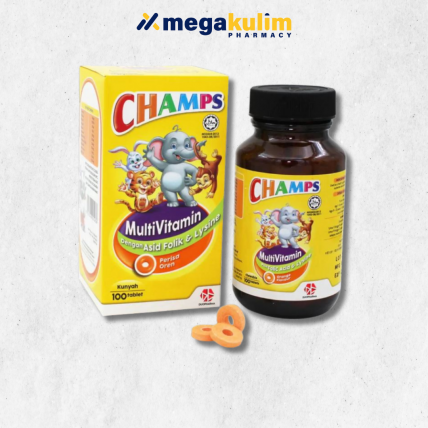 Champs Multivitamin with Folic Acid and Lysine Orange 60Tablets