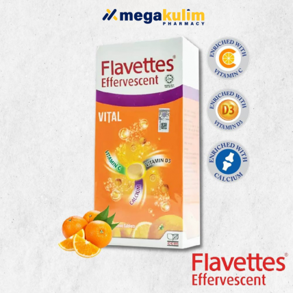 Flavettes Effervescent Vital Vitamin C + Calcium + D3 (30 tablets)