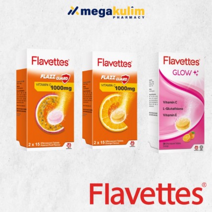 Flavettes Effervescent 30Tab (Glow / Vitamin C Orange / Vitamin  C Passion Fruit)