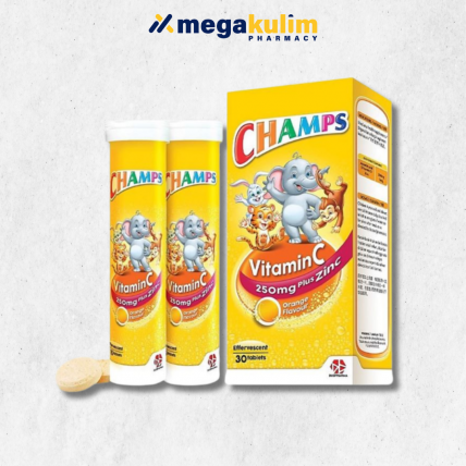Champs Vitamin C 250mg + Zinc Effervescent Orange (2x15's/Set)