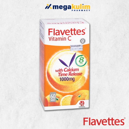 Flavettes Vitamin C With Calcium Time Release 1000mg 60's