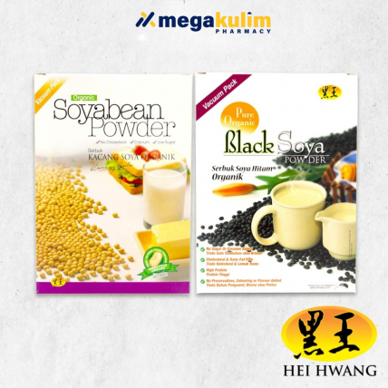 Hei Hwang Pure Organic Soya Bean/ Black Soya Powder (No sugar) 400g-Black Soya