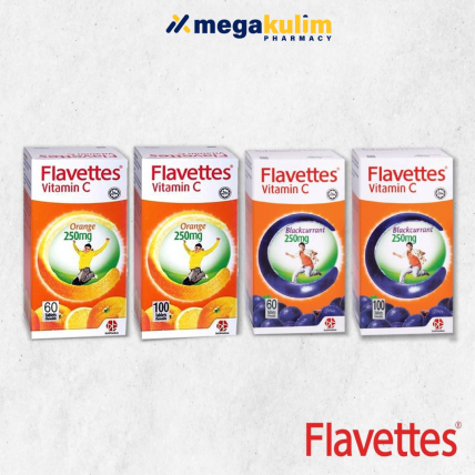 Flavettes Vitamin C 250mg Orange / Blackcurrant (60 Tab / 100 Tab)-Orange 100 Tab