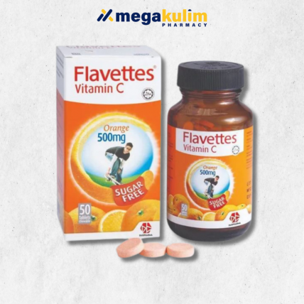 Flavettes Vitamin C 500mg Orange Sugar Free (50 Tablets) [Chewable]