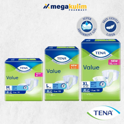 Tena Value Adult Diaper (M 10pcs / L 8pcs / XL 10pcs)