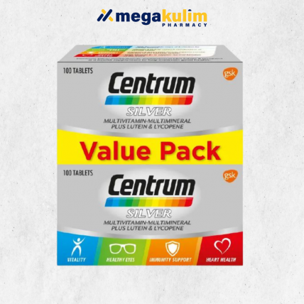 Centrum Silver Multivitamin plus Lutein & Lycopene (2x100 Tablets)