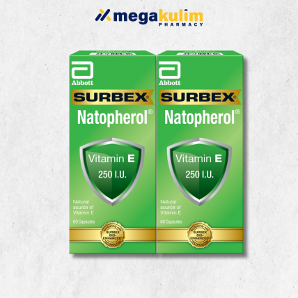 Surbex Natopherol Vitamin E 250iu (2x60Capsules/Set)