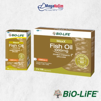 Biolife MaxX Fish Oil 1000mg (30 Cap / 3X100 Cap)-3X100 Tab