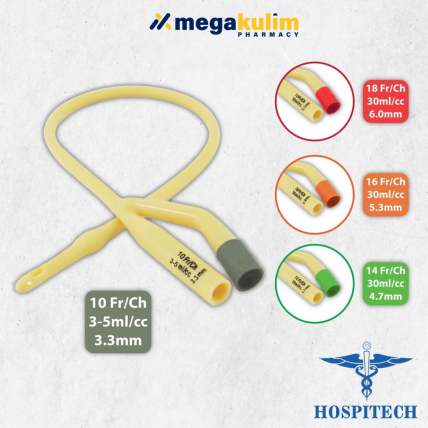 Hospitech Foley Catheter (Silicone Coated) 1pcs-10Fr