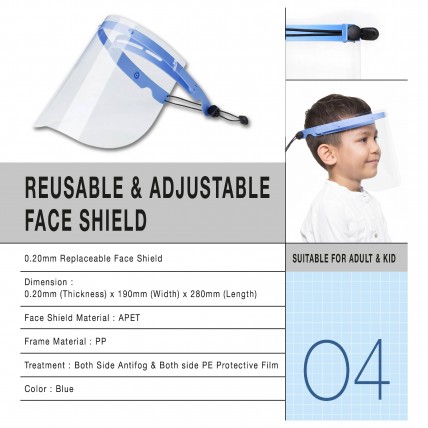 Adjustable & Reusable Face Shield (suitable for Adult & Kids) 1 Set